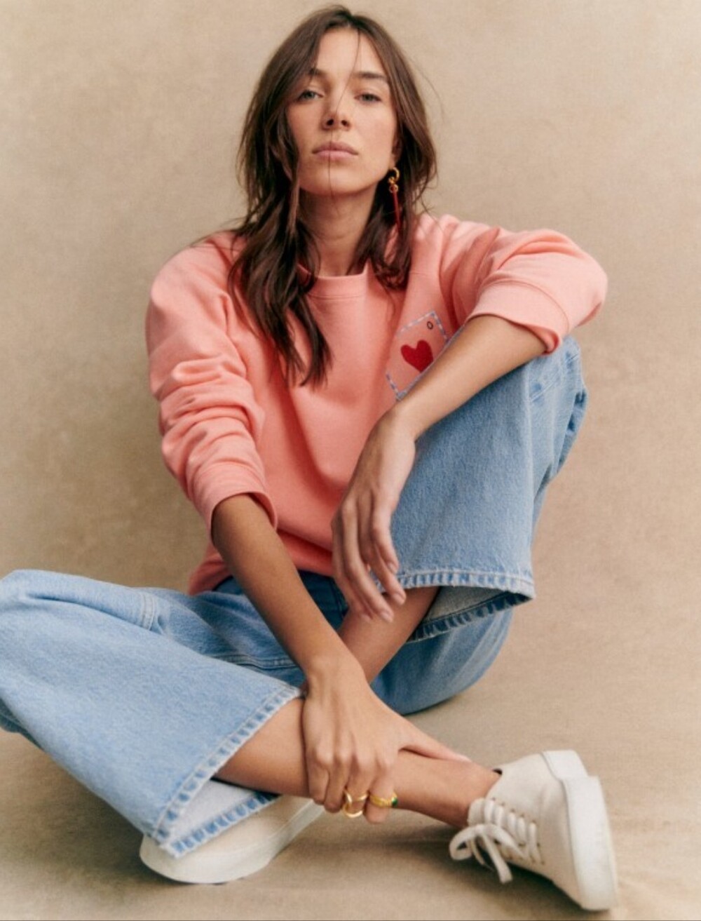 *NWT* [Sezane X Pangea] Love Sweatshirt In Pink, Size M, 100% Organic Cotton